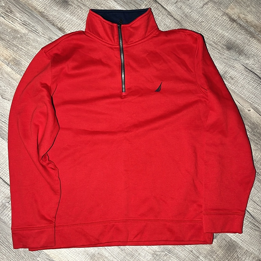 Nautica Red 1/4 Zip Pullover Sweatshirt – Size M